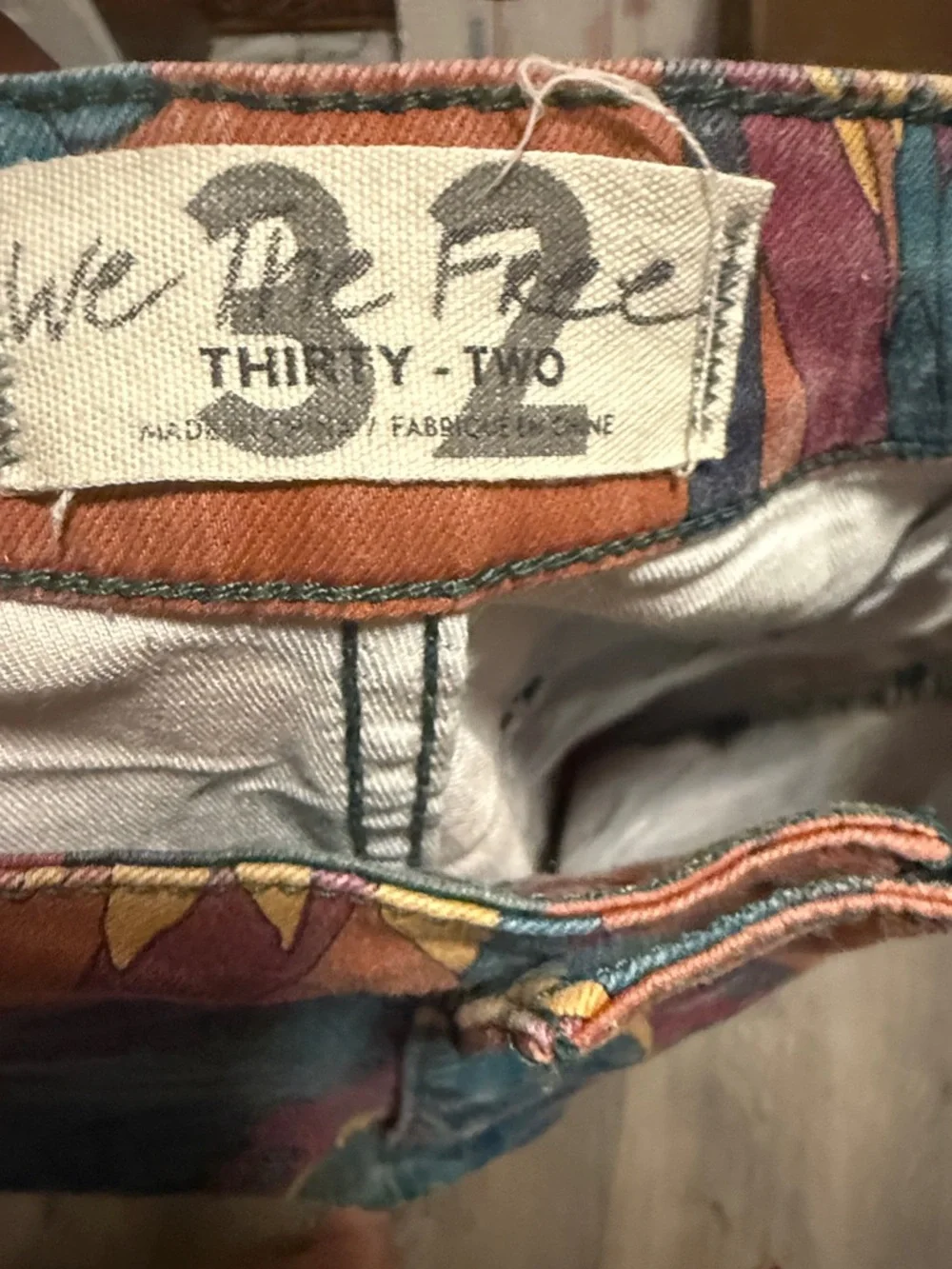 We The Free Floral Patchwork Flare Jeans in Mustard, Teal & Rust - Picture 2 of 4